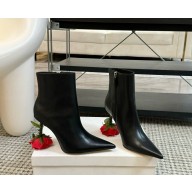 Loewe Women's Rose leather heel ankle boots in black 2024