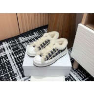 Dior Walk'n'Dior Platform Sneaker Deep Blue Dior Oblique Embroidered Cotton and White Shearling 2024