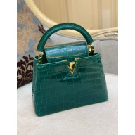 louis vuitton mini CAPUCINES bag jade green in alligator leather with gold hardware