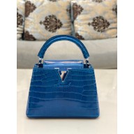louis vuitton mini CAPUCINES bag in crocodile niloticus bright blue with silver hardware