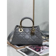 Dior Lady Dior 95.22 Medium Bag in Cannage Calfskin gray/gold 2023 