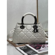 Dior Lady Dior 95.22 Medium Bag in Cannage Calfskin white/black 2023