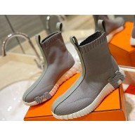 Hermes women/men royal paris knit/leather ankle boot grey 1113-2024