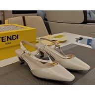 Fendi FFold white eel leather low-heeled slingbacks 1113-2024