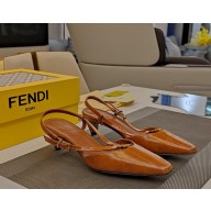 Fendi FFold Beige eel leather low-heeled slingbacks 1113-2024