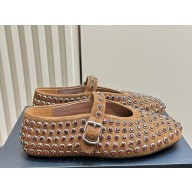 Alaia STRASS SUEDE BALLET FLATS brown 1113-2024