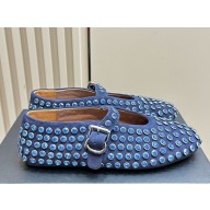 Alaia STRASS SUEDE BALLET FLATS blue 1113-2024