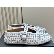 Alaia STRASS leather BALLET FLATS white 1113-2024