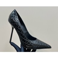 Saint Laurent  Black crocodile print pump heel 10.5cm 1114-2024