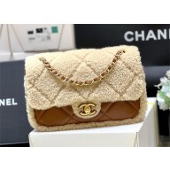Chanel Shearling Lambskin Flap Bag AS5149 Brown 2024(original quality)