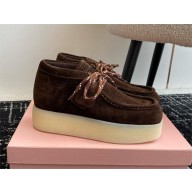 Miu Miu Suede delave wedge ankle boots 5T263E Sienna 2024