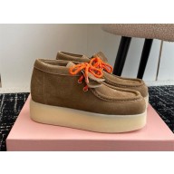 Miu Miu Suede delave wedge ankle boots 5T263E brown 2024