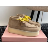 Miu Miu Suede delave wedge ankle boots 5T263E ecru 2024