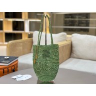 CHLOE Summer Banana Small raffia tote bag GREEN 2025
