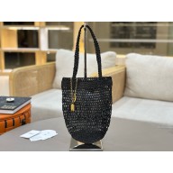 CHLOE Summer Banana Small raffia tote bag black 2025