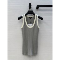 CHANEL GRAY & White COTTON TANK P78618 2025