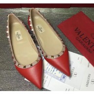 Valentino sheepskin rockstud ballet flats red