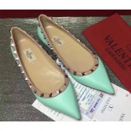 Valentino sheepskin rockstud ballet flats turquoise
