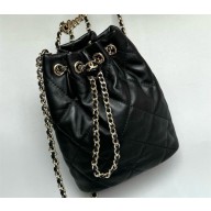 CHANEL Shiny Lambskin & Gold-Tone Metal Backpack AS4810 black 2024