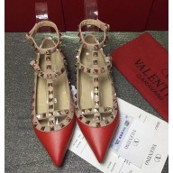 VALENTINO SHEEPSKIN CAGE ROCKSTUD BALLET FLAT red
