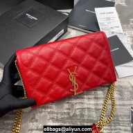 saint laurent becky chain wallet in lambskin 585031 red