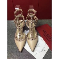 VALENTINO ROCKSTUD ANKLE STRAP SHEEPSKIN PUMP 6.5CM NUDE