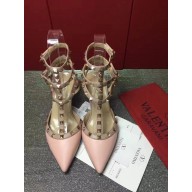 VALENTINO ROCKSTUD ANKLE STRAP SHEEPSKIN PUMP 6.5CM pink