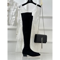 BY FAR Colette 40mm thigh-high boots in suede leather black 2023
