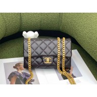 chanel Lambskin & Gold-Tone Metal Small Flap Bag AS3393 coffee 2022