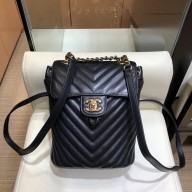 Chanel chevron calfskin mini Backpack Bag black with gold hardware