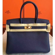 Hermes Birkin 30/35 Bag In Original Epsom Leather With Gold/Silver Hardware Sapphire