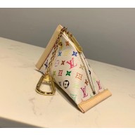 louis vuitton white monogram triangle pouch bag charm and key holder
