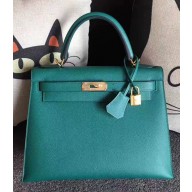 Hermes Kelly 28cm/32cm Bag In Original Epsom Leather With Gold/Sliver Hardware Ice Green