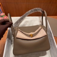 Hermes Lindy 26cm Bag in original  taurillon clemence leather etoupe(handmade)