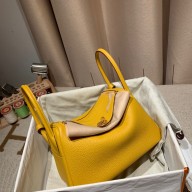 Hermes Lindy 26cm Bag in original  taurillon clemence leather yellow(handmade)