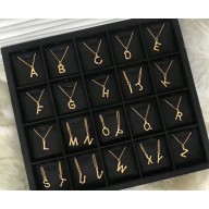 Celine Alphabet Brass Twig-Shaped Pendant Necklace Small Size