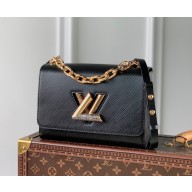 Louis Vuitton Twist MM Bag with Glitter LV Lock M59035 Black 2022 