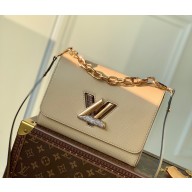 Louis Vuitton Twist MM Bag with Glitter LV Lock M59033 Beige 2022 