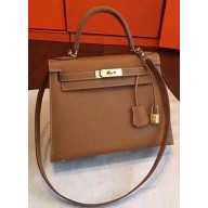 Hermes Kelly 28cm/32cm Bag In Original Epsom Leather With Gold/Sliver Hardware Brown