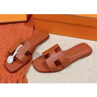 Hermes Oran flat Sandals in swift leather brique 2025