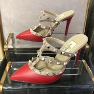 VALENTINO ROCKSTUD STRAP sheepskin PUMP 9.5CM dark pink