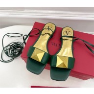 Valentino ONE STUD leather wrap SANDAL green 2023
