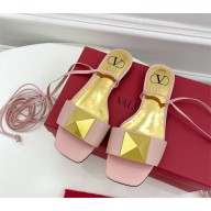 Valentino ONE STUD leather wrap SANDAL pink 2023