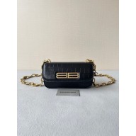 balenciaga Women's Gossip Xs Bag With Chain In Extra Supple Crocodile Embossed Calfskin in black
