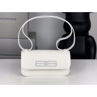 balenciaga Women's Gossip Small Bag In Extra Supple Crocodile Embossed Calfskin in white