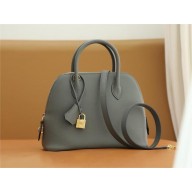 HERMES BOLIDE 25 BAG IN EVERCOLOR LEATHER Gris Meyer WITH GOLD HARDWARE(ORIGINAL QUALITY+HANDMADE)