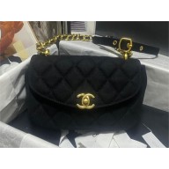 CHANEL Wool Felt & Gold-Tone Metal Mini Messenger Bag BLACK AS4397 2023