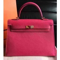 Hermes Kelly 28cm/32cm Bag In Original Epsom Leather With Gold/Sliver Hardware Hot Pink