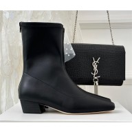 BY FAR Este 25mm square toe ankle boots in calfskin black 2023
