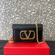 Valentino MICRO BAG WITH LOCÒ CHAIN IN METALLIC CALFSKIN BLACK 2023